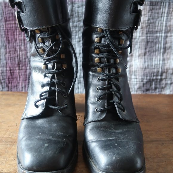 Stephane Kelian Shoes - STEPHANE KELIAN VINTAGE BLACK MOTO MILITARY BOOT
